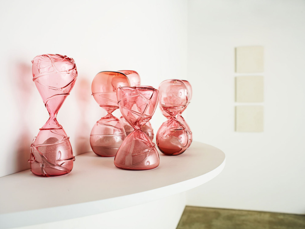 Original art: pink glass sculptures by Zoe Buckman on display in New York City at Garis &amp; Hahn Gallery.