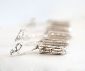Silver cast tampon sculptures as contemporary art by Zoe Buckman