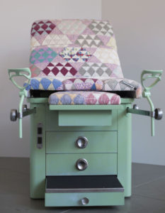 Sculpture by Zoe Buckman is a vintage exam chair