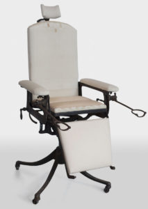 Vintage exam chair sculpture by Zoe Buckman